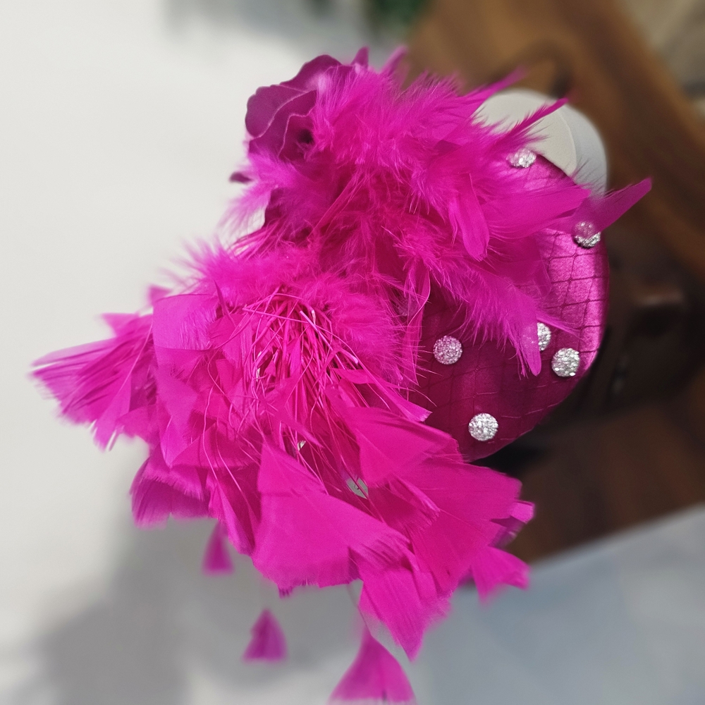 Elegant Pink Feathered Women's Accessory